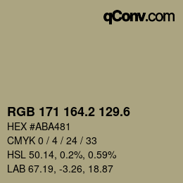 カラーコード: RGB 171 164.2 129.6 | qconv.com