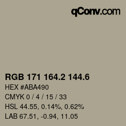 カラーコード: RGB 171 164.2 144.6 | qconv.com