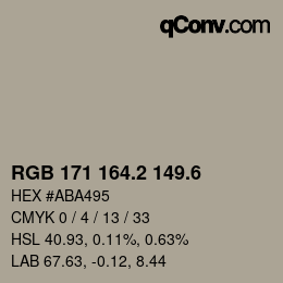 カラーコード: RGB 171 164.2 149.6 | qconv.com