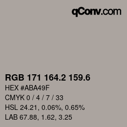 カラーコード: RGB 171 164.2 159.6 | qconv.com