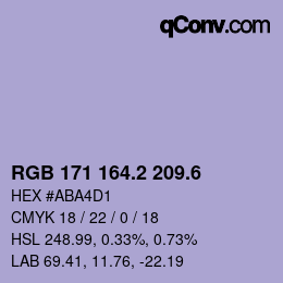 カラーコード: RGB 171 164.2 209.6 | qconv.com