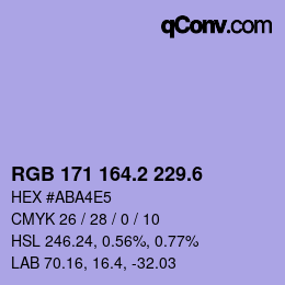 カラーコード: RGB 171 164.2 229.6 | qconv.com