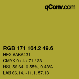 カラーコード: RGB 171 164.2 49.6 | qconv.com