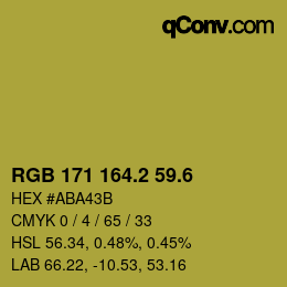 カラーコード: RGB 171 164.2 59.6 | qconv.com