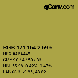 カラーコード: RGB 171 164.2 69.6 | qconv.com