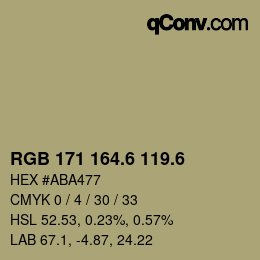 カラーコード: RGB 171 164.6 119.6 | qconv.com
