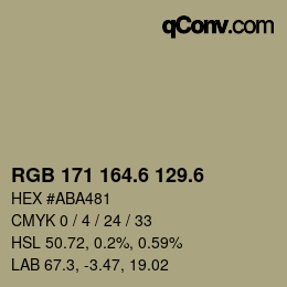カラーコード: RGB 171 164.6 129.6 | qconv.com