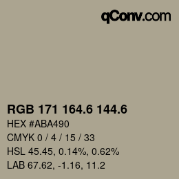 カラーコード: RGB 171 164.6 144.6 | qconv.com