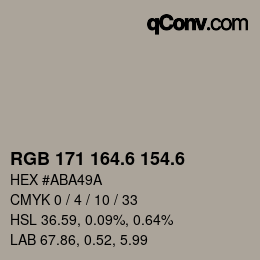 カラーコード: RGB 171 164.6 154.6 | qconv.com