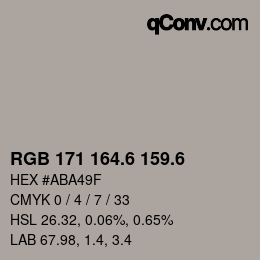 カラーコード: RGB 171 164.6 159.6 | qconv.com