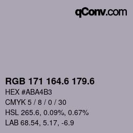 カラーコード: RGB 171 164.6 179.6 | qconv.com