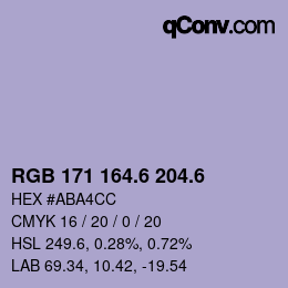 カラーコード: RGB 171 164.6 204.6 | qconv.com