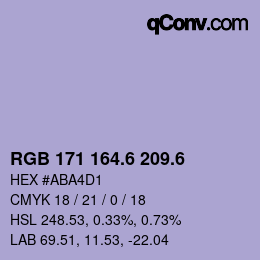 カラーコード: RGB 171 164.6 209.6 | qconv.com