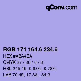 カラーコード: RGB 171 164.6 234.6 | qconv.com