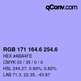 カラーコード: RGB 171 164.6 254.6 | qconv.com
