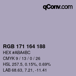 Color code: RGB 171 164 188 | qconv.com