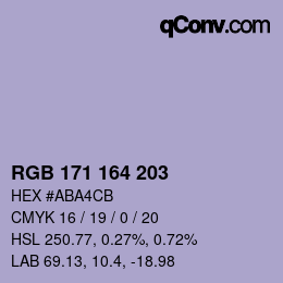 颜色代码: RGB 171 164 203 | qconv.com