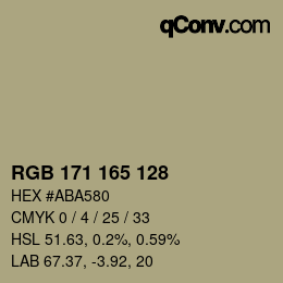 Color code: RGB 171 165 128 | qconv.com