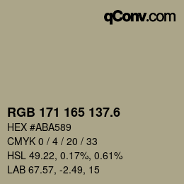カラーコード: RGB 171 165 137.6 | qconv.com