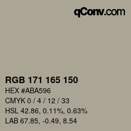 カラーコード: RGB 171 165 150 | qconv.com