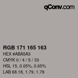 カラーコード: RGB 171 165 163 | qconv.com