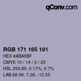 カラーコード: RGB 171 165 191 | qconv.com