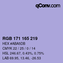 Código de color: RGB 171 165 219 | qconv.com