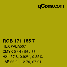 カラーコード: RGB 171 165 7 | qconv.com