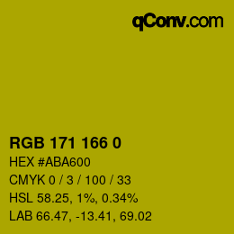 カラーコード: RGB 171 166 0 | qconv.com