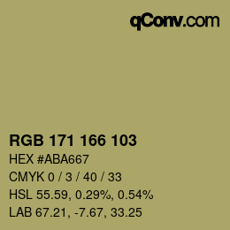 カラーコード: RGB 171 166 103 | qconv.com
