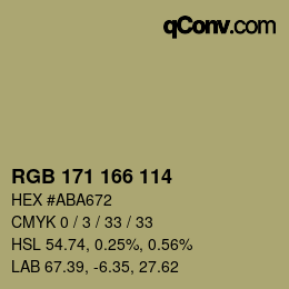 Code couleur: RGB 171 166 114 | qconv.com