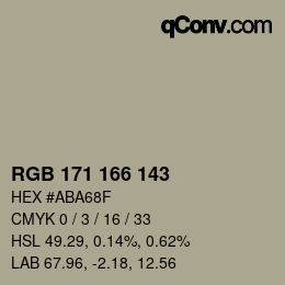 カラーコード: RGB 171 166 143 | qconv.com