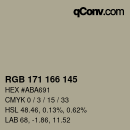 カラーコード: RGB 171 166 145 | qconv.com