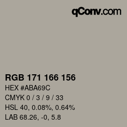 颜色代码: RGB 171 166 156 | qconv.com