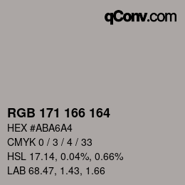 Color code: RGB 171 166 164 | qconv.com