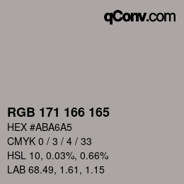 Color code: RGB 171 166 165 | qconv.com