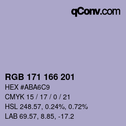 Farbcode: RGB 171 166 201 | qconv.com