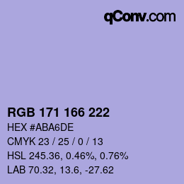 カラーコード: RGB 171 166 222 | qconv.com