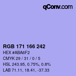 カラーコード: RGB 171 166 242 | qconv.com