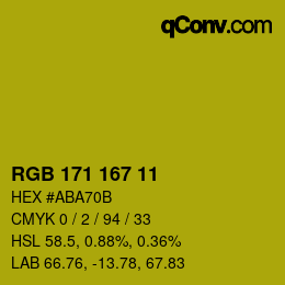 Color code: RGB 171 167 11 | qconv.com