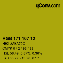Color code: RGB 171 167 12 | qconv.com