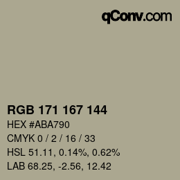 Color code: RGB 171 167 144 | qconv.com