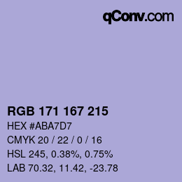 カラーコード: RGB 171 167 215 | qconv.com