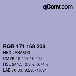 カラーコード: RGB 171 168 208 | qconv.com