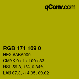 カラーコード: RGB 171 169 0 | qconv.com