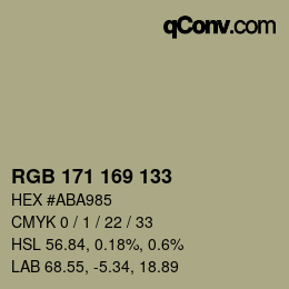Color code: RGB 171 169 133 | qconv.com