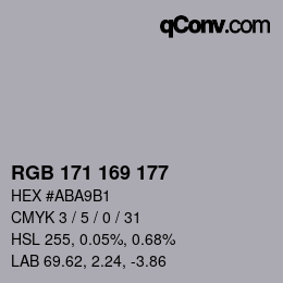 カラーコード: RGB 171 169 177 | qconv.com