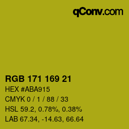 カラーコード: RGB 171 169 21 | qconv.com