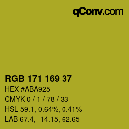 カラーコード: RGB 171 169 37 | qconv.com