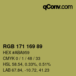 Color code: RGB 171 169 89 | qconv.com